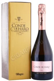 Игристое вино Конде Де Аро Брют Розе Кава Методо Традисион 0.75л в подарочной упаковке