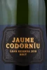 Этикетка Игристое вино Кава Хауме Де Кодорню Гран Резерва 0.75л в подарочной упаковке