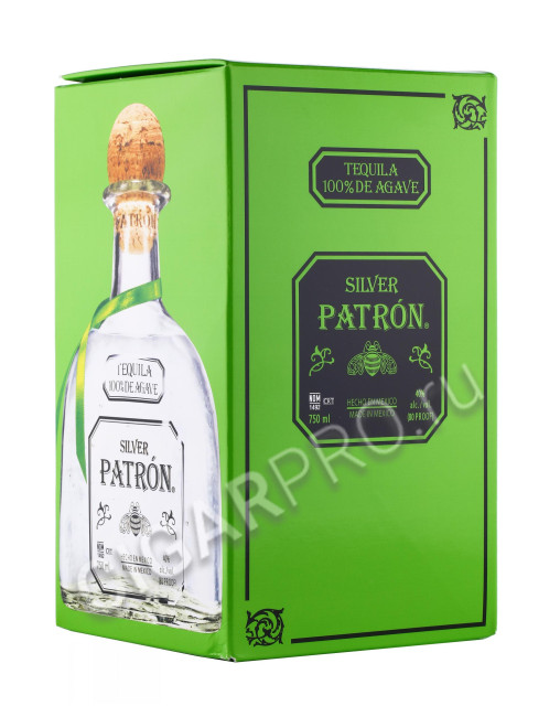 подарочная упаковка текила patron silver 0.75л