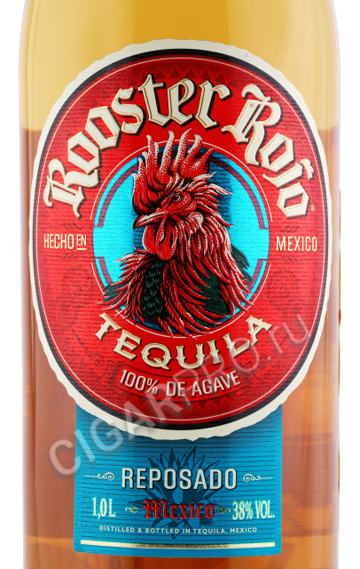 этикетка текила rooster rojo reposado 1л