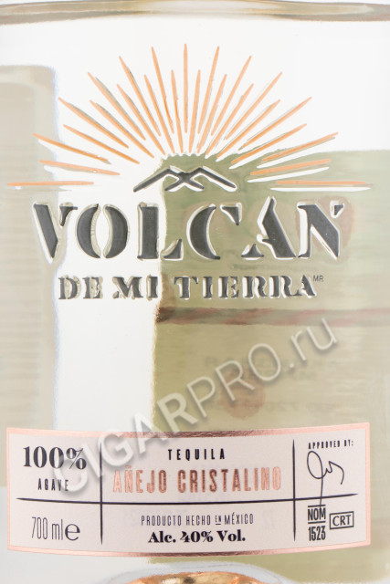 этикетка текила volcan de mi tierra anejo cristalino 0.7л