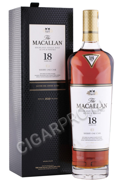 виски macallan 18 years sherry oак 0.7л в подарочной упаковке