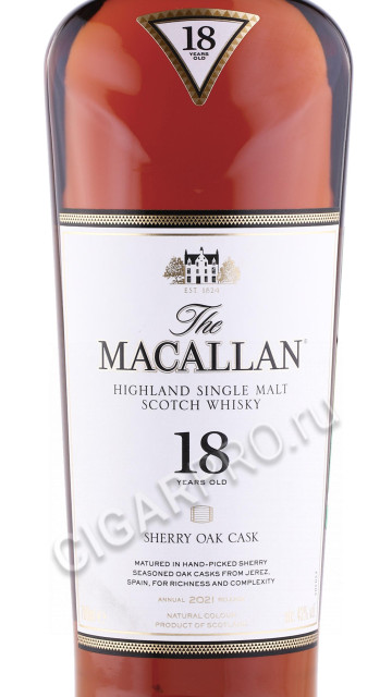 этикетка виски macallan 18 years sherry oак 0.7л