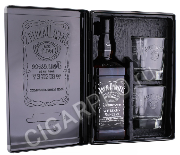 металлическая упаковка виски jack daniels 0.7л + 2 рокса