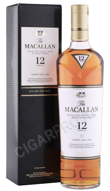 виски macallan 12 years sherry oak 0.7л в подарочной упаковке