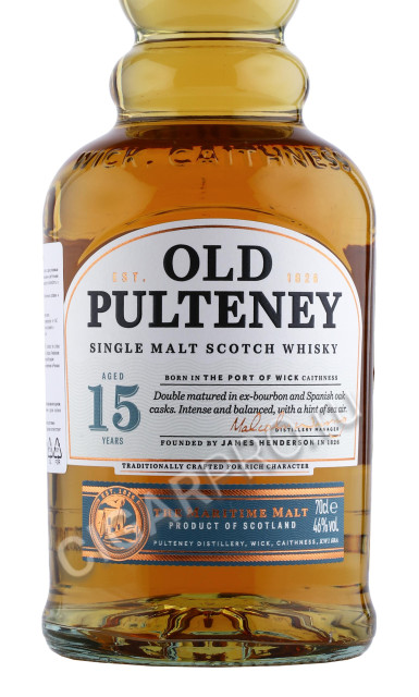 этикетка виски old pulteney 15 years old 0.7л