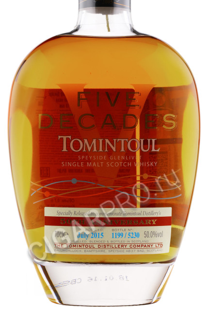 этикетка tomintoul five decades 0.7л