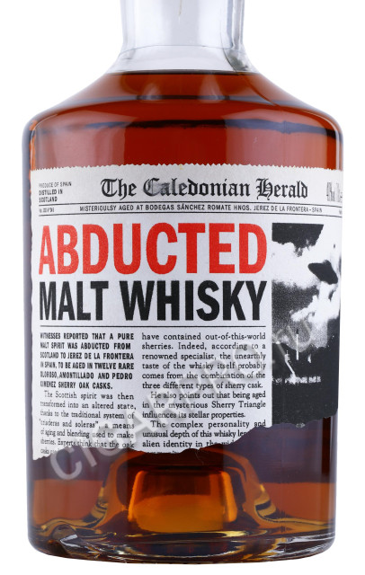 этикетка виски abducted malt whisky 0.7л
