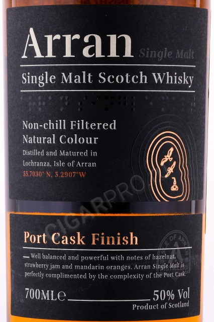 Этикетка Шотландский виски Арран Порт Каск 0.7л