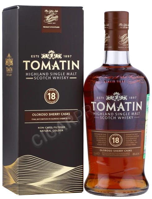 Виски Томатин 18 лет 0.7л в подарочной упаковке