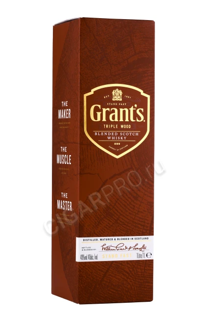 Подарочная коробка Виски Грантс Трипл Вуд 1л