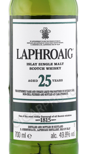 этикетка виски laphroaig 25 years 0.7л