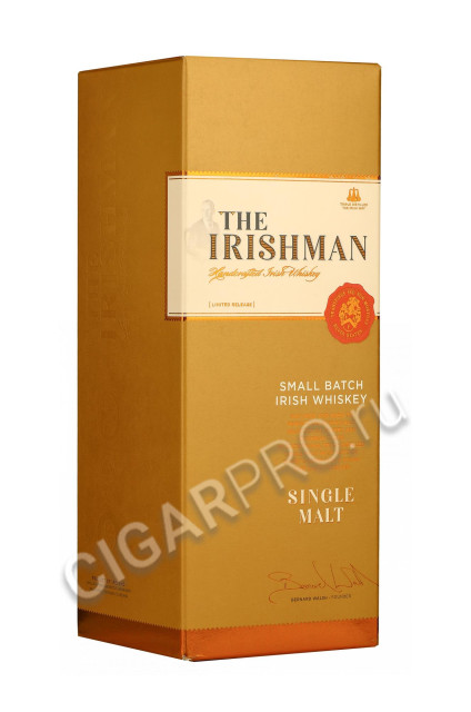 подарочная упаковка the irishman single malt 10 years 0.7 l