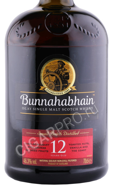 этикетка виски bunnahabhain 12 years 0.7л