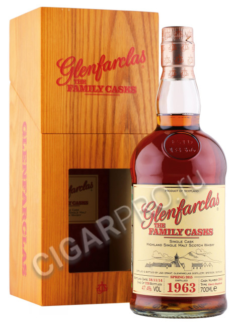 виски glenfarclas family casks 1963г 0.7л в деревянной упаковке