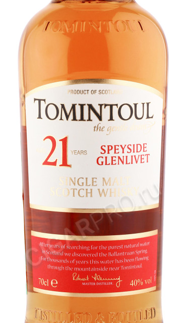 этикетка виски tomintoul 21 years old 0.7л