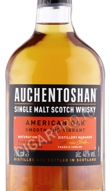 этикетка виски auchentoshan american oak 0.7л