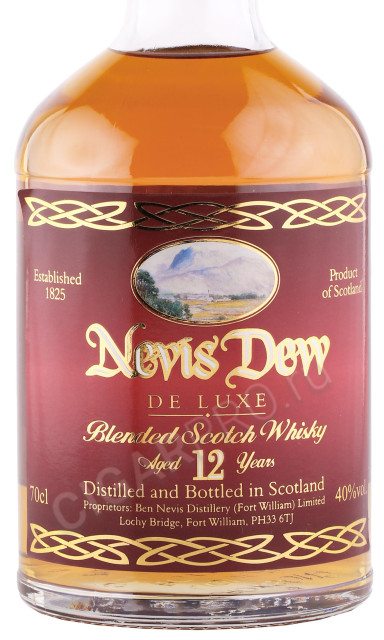 этикетка виски ben nevis nevis dew de luxe 12 years 0.7л