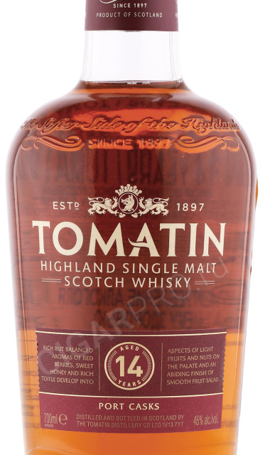 этикетка виски tomatin 14 years 0.7л