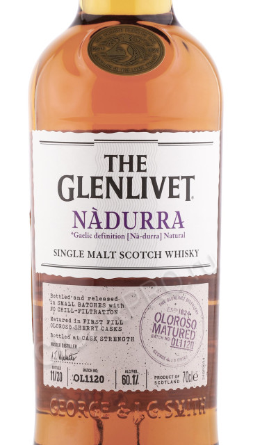 этикетка виски glenlivet nadurra oloroso matured 0.7л