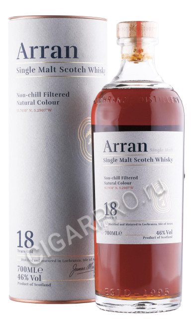 виски arran 18 years old 0.7л в подарочной тубе