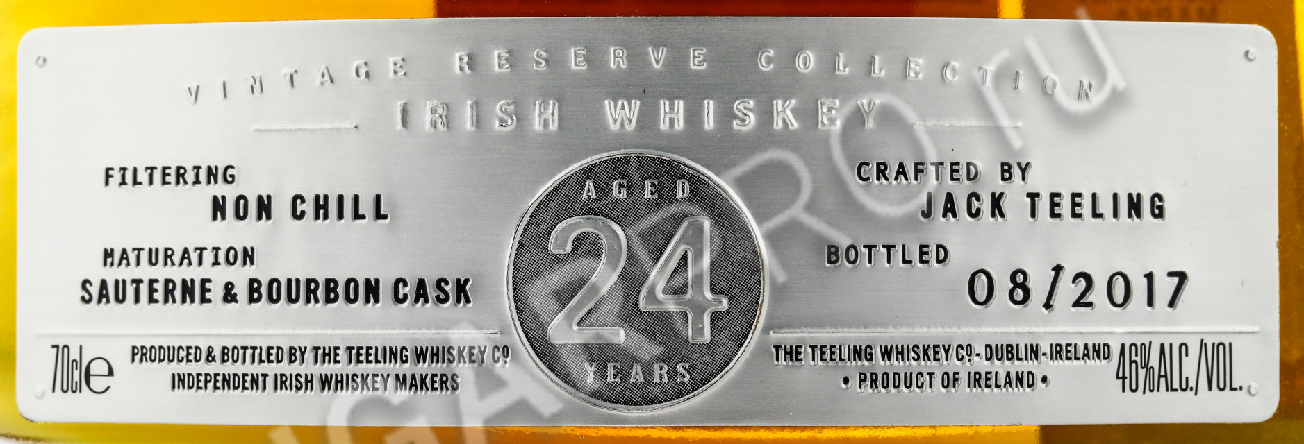 этикетка teeling single malt irish whiskey 24 years 0.7 l