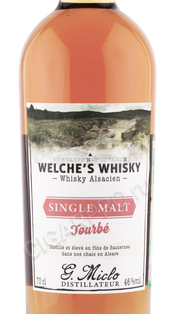 этикетка виски welche s distillery g miclo single malt tourbe 0.7л
