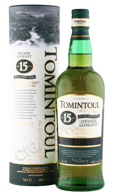 виски tomintoul 15 years old peaty tang 0.7л в подарочной тубе