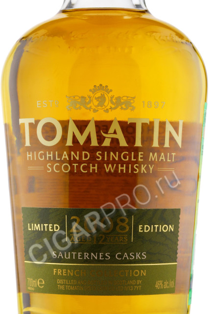 этикетка tomatin limited edition french collection sauternes casks 0.7л