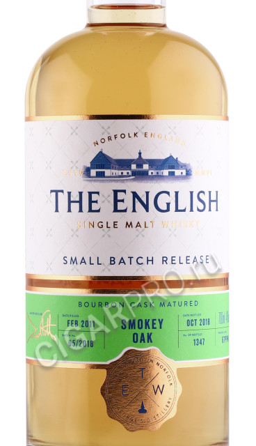 этикетка виски the english small bath release smokey oak 0.7л