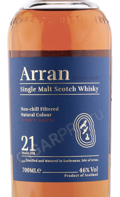 этикетка виски arran 21 years old 0.7л