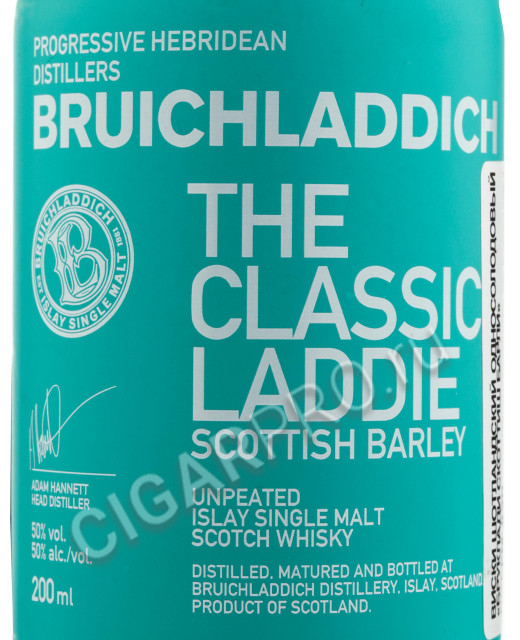 этикетка bruichladdich scottish barley 0.2 l