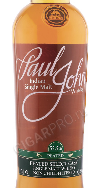 этикетка виски paul john peated select cask 0.7л