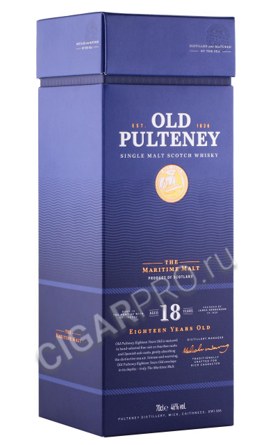 подарочная упаковка виски old pulteney 18 years old 0.7л