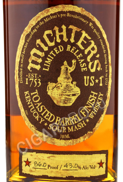 этикетка michters us*1 toasted barrel 0.7 l