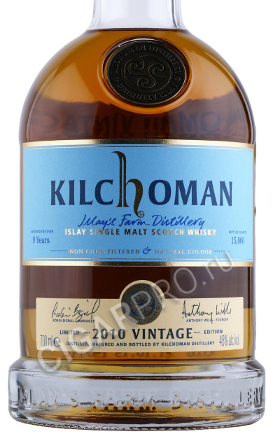 этикетка виски kilchoman vintage 2010 0.7л