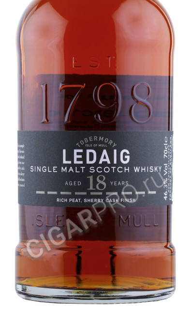 этикетка виски ledaig aged 18 years 0.7л