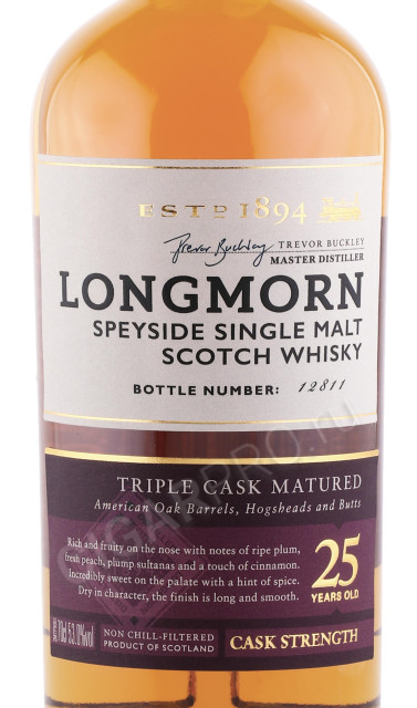 этикетка виски longmorn 25 year old 0.7л