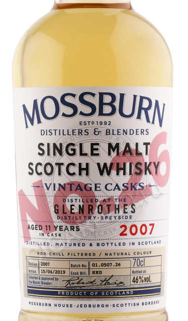 этикетка виски mossburn vintage casks № 26 glenrothes 0.7л