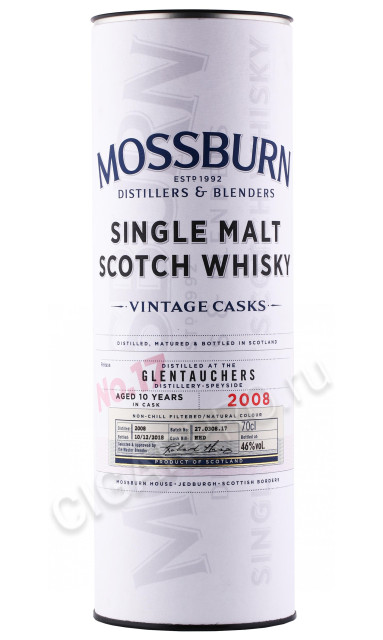 подарочная туба виски mossburn vintage casks №17 glentauchers 0.7л