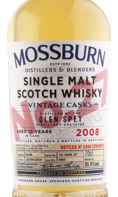 этикетка виски mossburn vintage casks №27 glen spey 0.7л