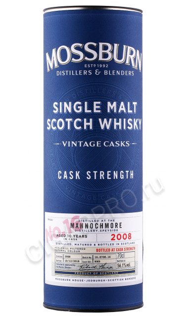 подарочная туба виски mossburn vintage casks no16 mannochmore 0.7л