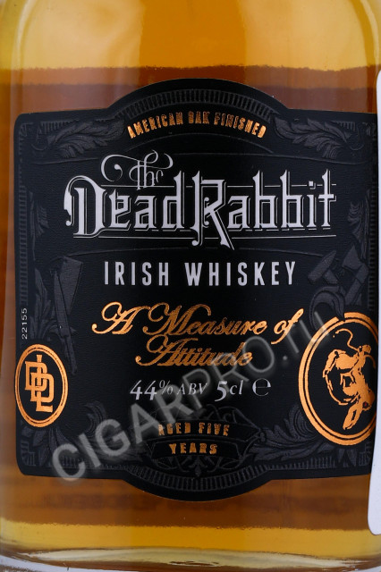 этикетка ирландский виски the dead rabbit irish whiskey 5 year old 0.05л