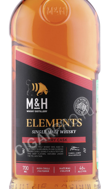 этикетка виски m&h classic elements sherry 0.7л