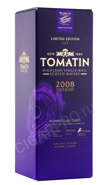 подарочная упаковка виски tomatin limited edition french collection monbazillac casks 2008г