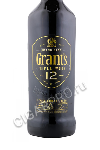 этикетка grants triple wood 12 years old 0.7л