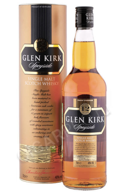 виски glen kirk 12 years old speyside 0.7л в подарочной тубе