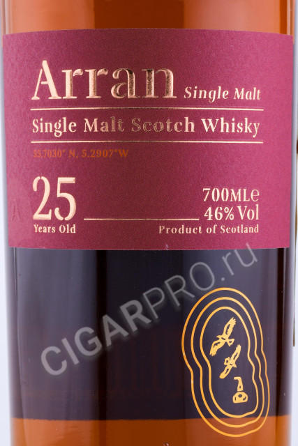 этикетка виски arran 25 years old 0.7л