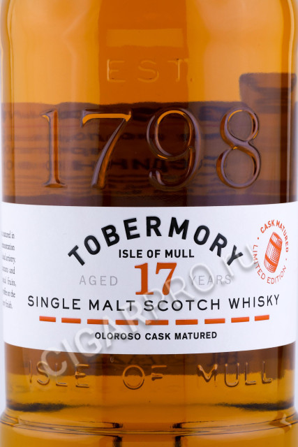 этикетка виски tobermory 17 years old oloroso cask 0.7л