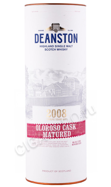 подарочная туба виски deanston oloroso cask 2008 0.7л